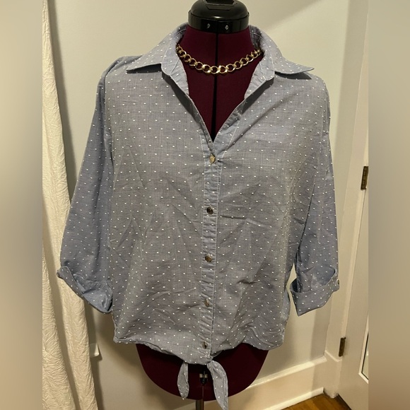 Anne Klein Button Dawn Front Tie Blouse Size Large. - Picture 1 of 3
